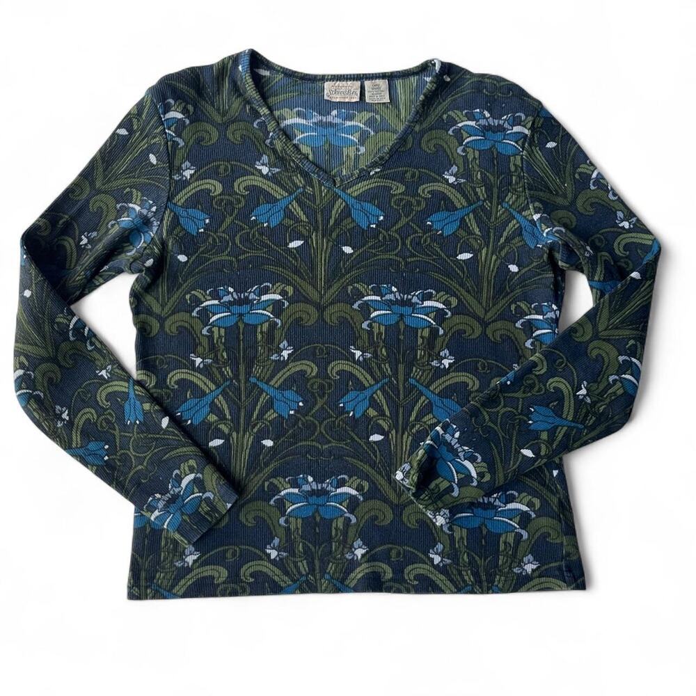 Vintage St. John’s Bay Floral Ribbed Long Sleeve Top.